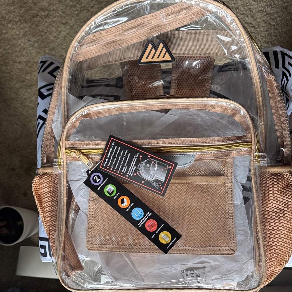 Transparent Tan Backpack - Picture 3 of 4